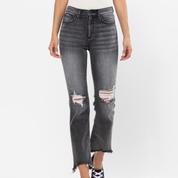 Sneak Peek Black High Rise Straight Leg Jeans - Picture 1 of 5